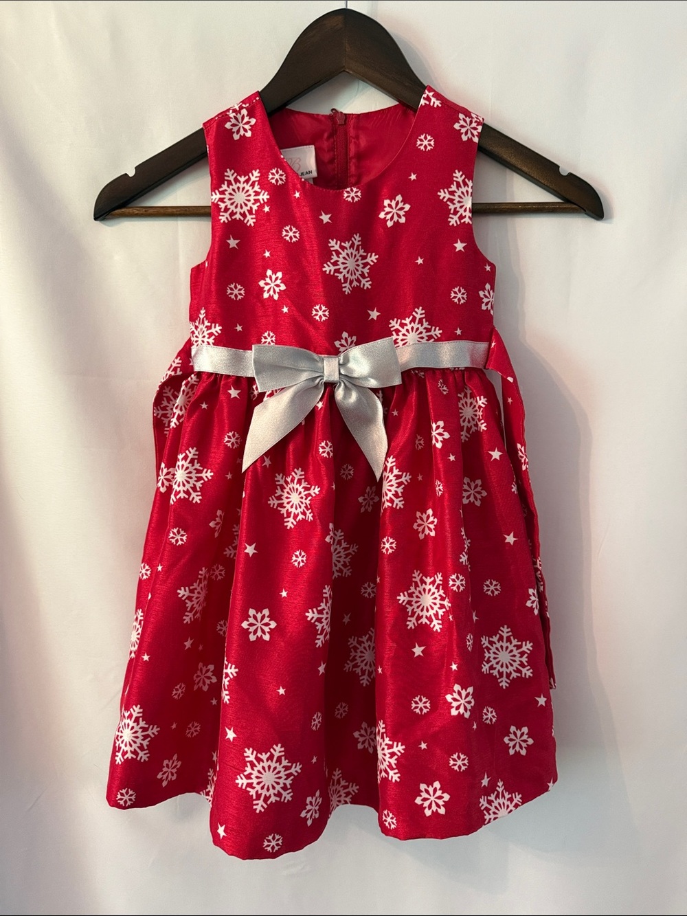 Bonnie Jean Red Girl’s Dress with White Snowflake Print Size 4T